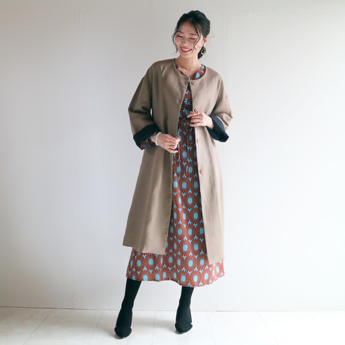 大人気ワンピの新柄登場【レトロモダン】ロング丈ジョーゼット