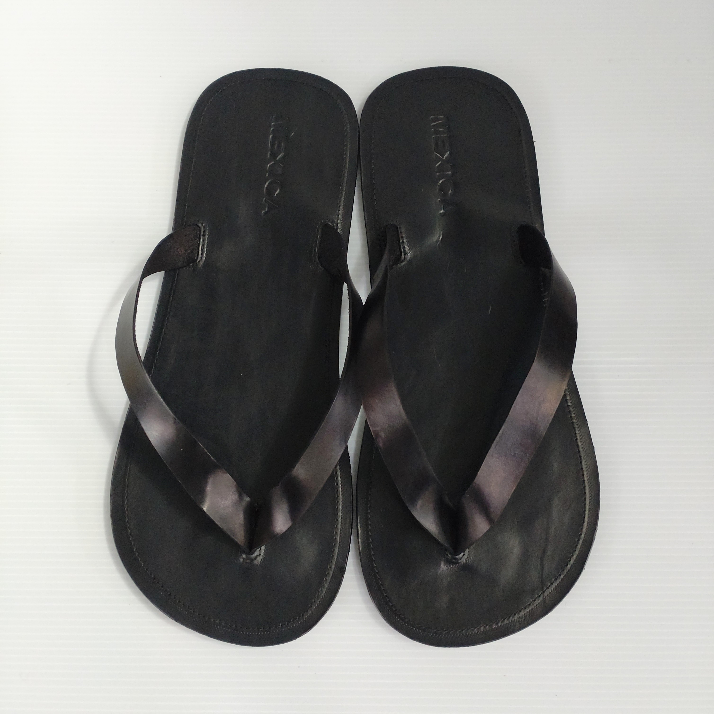 ★本革★ヌメ革★ビーチサンダル★22cmから28cm★ブラック手染め★ハンドメイド