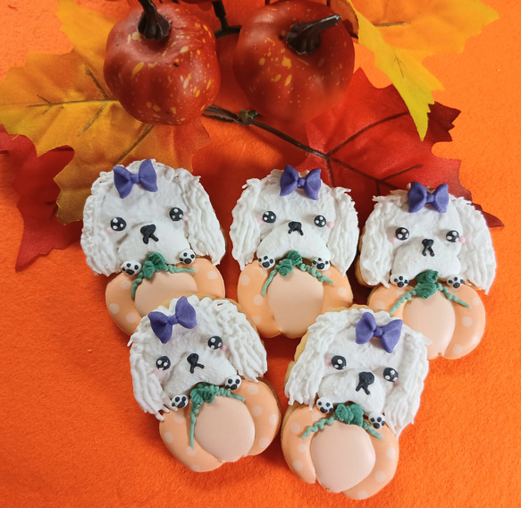 『Creema限定新作』『ハロウィン2025』ハロウィンわんちゃんのアイシングクッキー※お好きなわんちゃん※白砂糖不使用 4枚目の画像