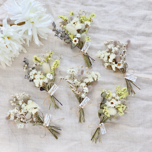 癒しのインテリアミニブーケ＊ドライフラワー花束2本セット（タグ付き） 3枚目の画像