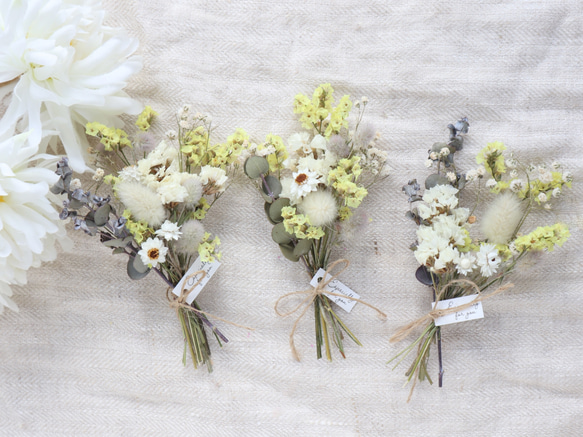 癒しのインテリアミニブーケ＊ドライフラワー花束2本セット（タグ付き） 8枚目の画像
