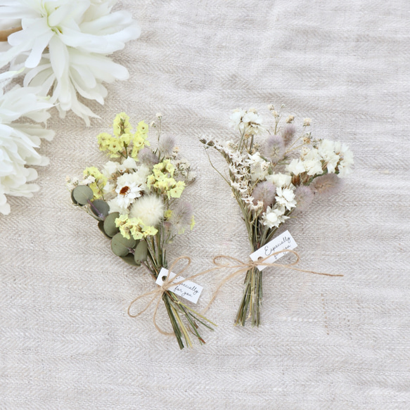 癒しのインテリアミニブーケ＊ドライフラワー花束2本セット（タグ付き） 4枚目の画像