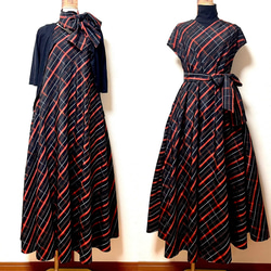 兵児帯リメイク 総絞りドレープワンピース アンサンブル 着物リメイク