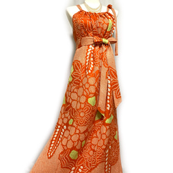 極上【正絹】着物リメイク 豪華総絞りの振袖ドレス／キャミワンピース