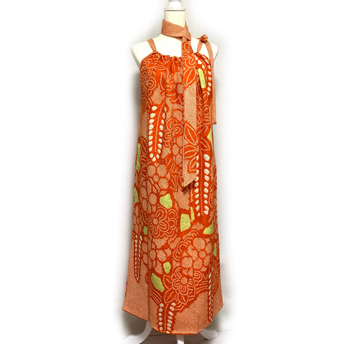 【正絹】着物リメイク 豪華振袖ドレス／キャミワンピースタイプ 極上【正絹】着物リメイク 豪華総絞りの振袖ドレス／キャミワンピース