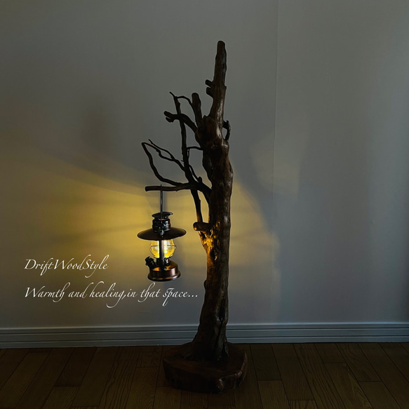 芸術的に木の根がうねる流木スタンド ランタンやエアプラントを飾れる置物 照明 N105 11枚目の画像
