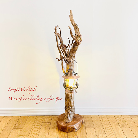 芸術的に木の根がうねる流木スタンド ランタンやエアプラントを飾れる置物 照明 N105 7枚目の画像