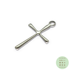 304ステンレス製の細身のクロス（十字架）の小さめチャーム（シルバー）6個セット #C-0379 2枚目の画像