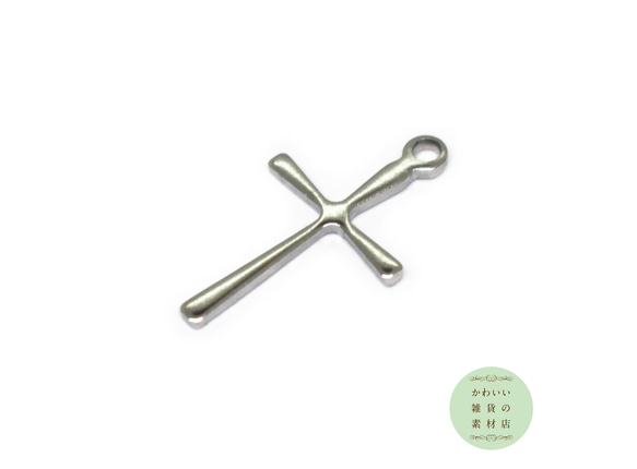 304ステンレス製の細身のクロス（十字架）の小さめチャーム（シルバー）6個セット #C-0379 2枚目の画像