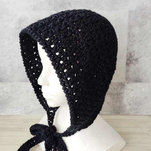 【Y】ボンネット バラクラバ ニット帽 編み物 ハンドメイド グランジ ボンネット #ボンネット #バラクラバ #フード帽 #ニット帽 #手編み