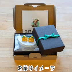 つまみ細工「カボチャ（ペポカボチャ）のピアス・イヤリング」～にしみのおやさいクレヨン～ 9枚目の画像