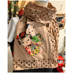 鯉のぼり(木綿)の柿渋染めワンピース 古布リメイク ワンピース