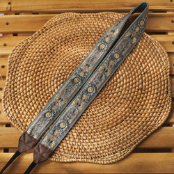 【アーチフラワー】ノーブルミント　カメラストラップ　インド刺繍　帆布 5枚目の画像