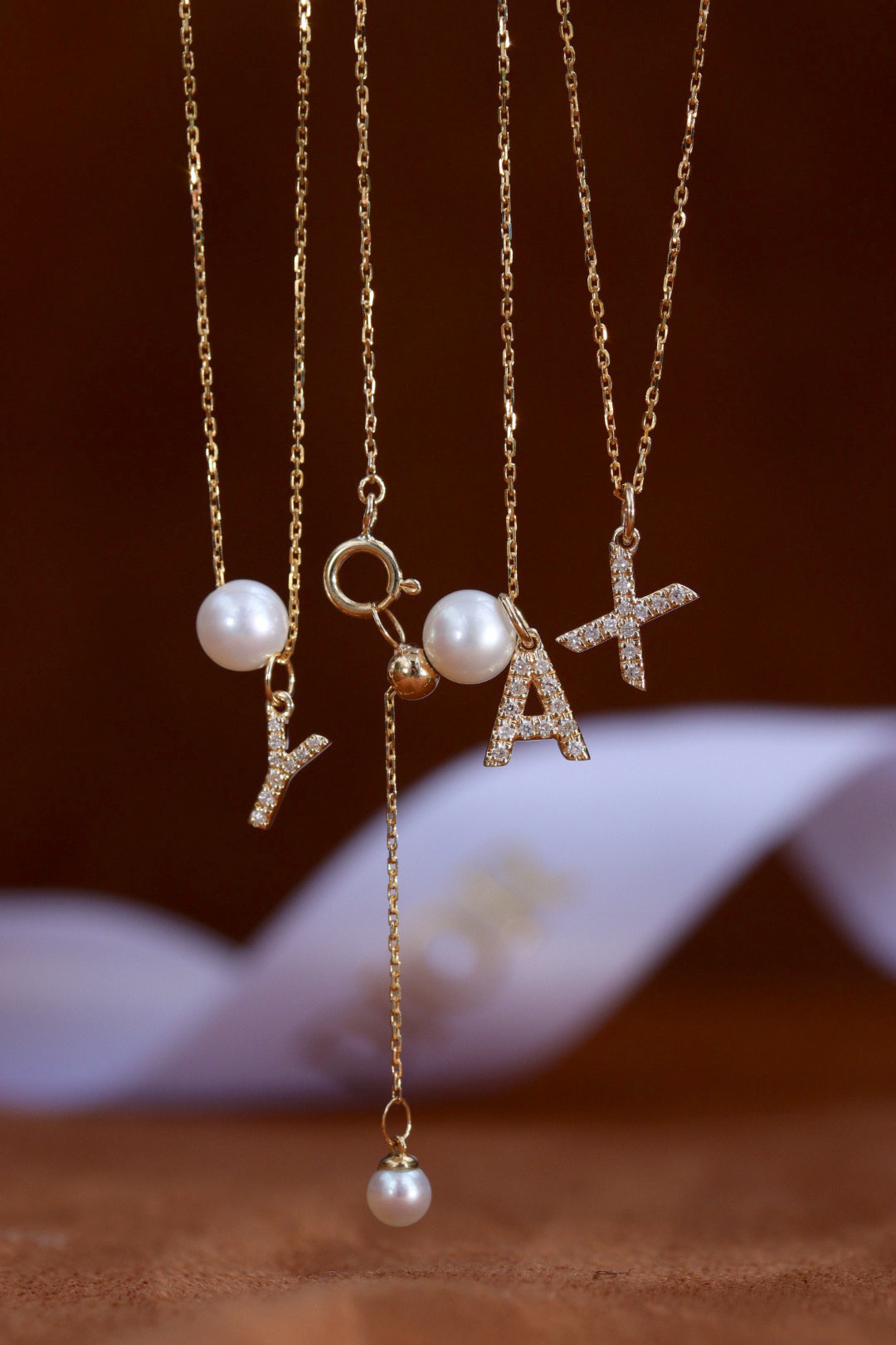 天然ダイヤモンド付きアルファベットネックレスk18 5801