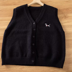 樹 *シンプルなシングルブレストニットベスト  100%綿   Vネックノースリーブニットカーディガン  トップス 3枚目の画像
