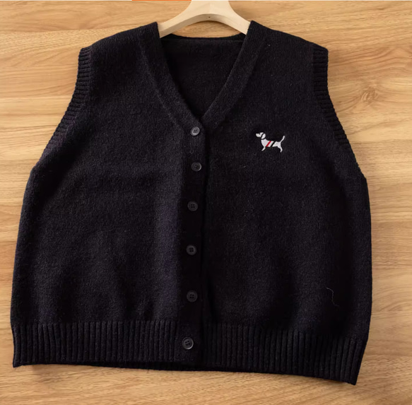 樹 *シンプルなシングルブレストニットベスト  100%綿   Vネックノースリーブニットカーディガン  トップス 3枚目の画像