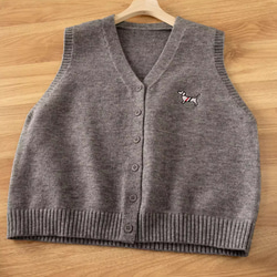 樹 *シンプルなシングルブレストニットベスト  100%綿   Vネックノースリーブニットカーディガン  トップス 5枚目の画像