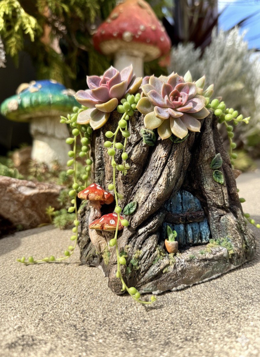 CRAFT　廃盤② モルタル製　切株　植木鉢　植木鉢カバー　レトロ雑貨　SETO