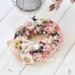 アーティフィシャルフラワー　オーバルリース　25×20センチ 2枚目の画像