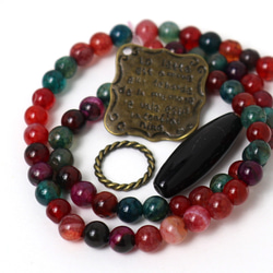 アゲート オニキス チャーム2種 アンティーク調 天然素材＋ 詰め合わせ　天然石 アクセサリー材料 ジェムストーン 2枚目の画像