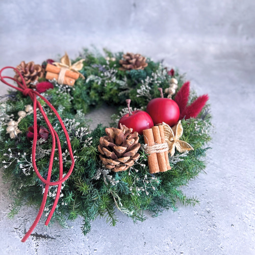 クリスマスリース25cm】森の香りを纏う冬のナチュラルリース
