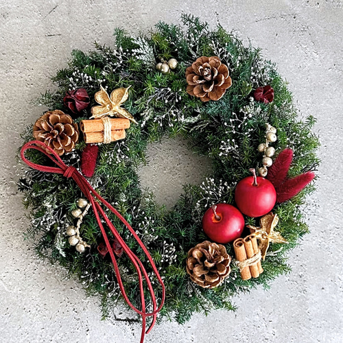 クリスマスリース25cm】森の香りを纏う冬のナチュラルリース