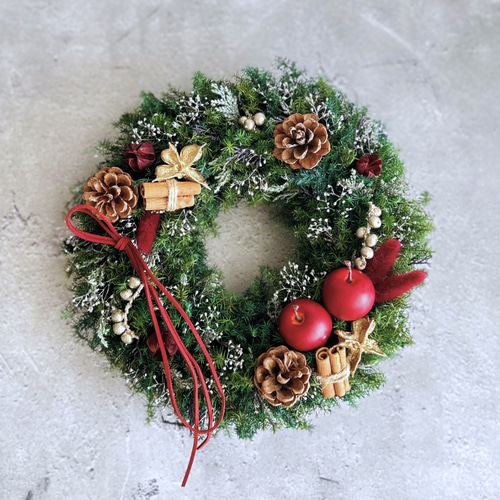 クリスマスリース25cm】森の香りを纏う冬のナチュラルリース