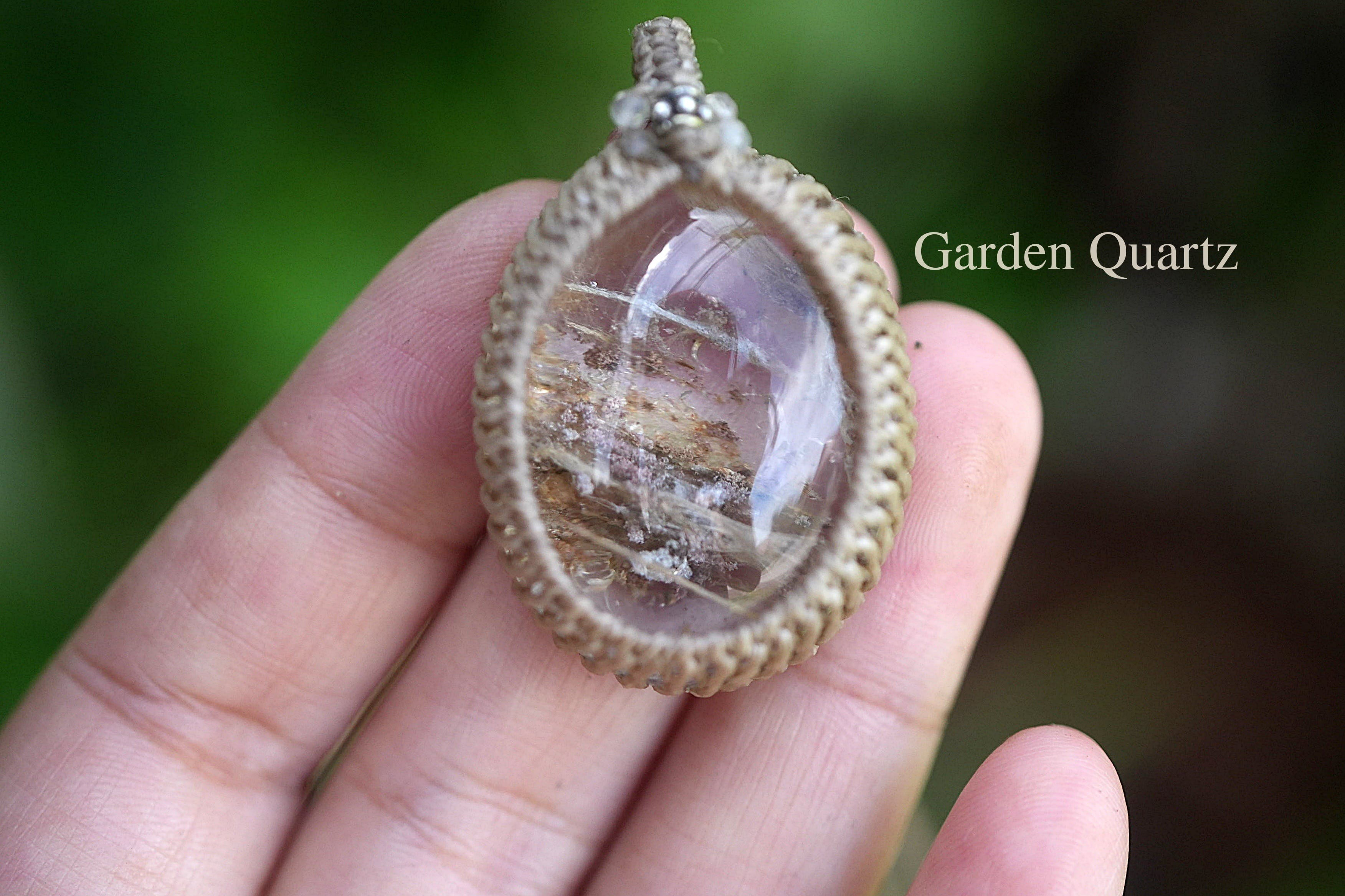 生命の稲妻★ガーデンクォーツ マクラメネックレス 2085