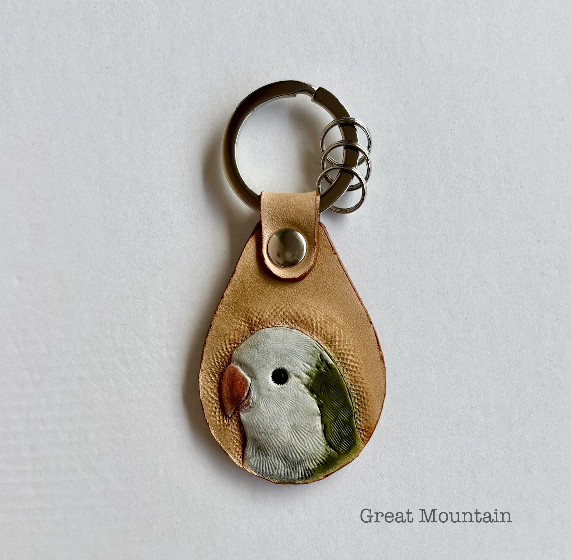 オキナインコ　ノーマル　インコ　オキナ　鳥グッズ　オウム　鳥 革 キーホルダー インコグッズ レザー プレゼント