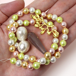 シェルパール 淡水パール アゲート クラシカル調 天然素材＋ 詰め合わせ　天然石 アクセサリー材料 ジェムストーン 3枚目の画像