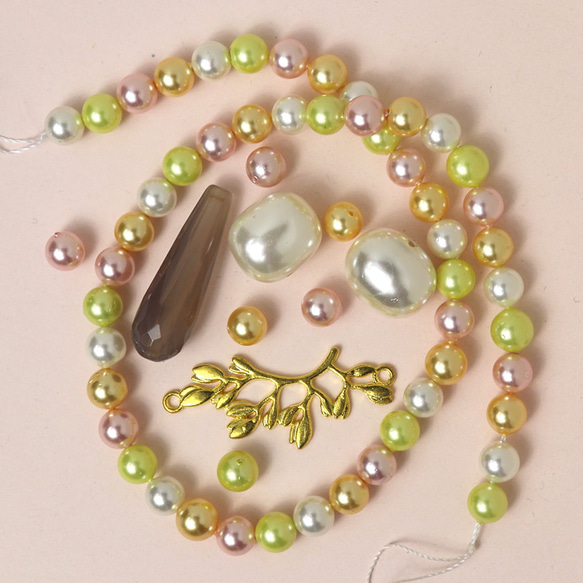 シェルパール 淡水パール アゲート クラシカル調 天然素材＋ 詰め合わせ　天然石 アクセサリー材料 ジェムストーン 6枚目の画像