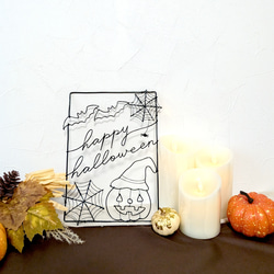 「魔女かぼちゃ」ワイヤーポスター　/ ワイヤーアート ワイヤークラフト ハロウィン 壁飾り 8枚目の画像