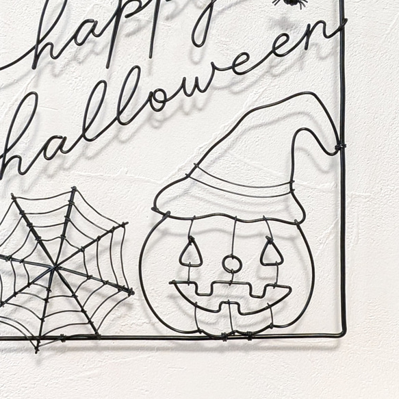 「魔女かぼちゃ」ワイヤーポスター　/ ワイヤーアート ワイヤークラフト ハロウィン 壁飾り 5枚目の画像