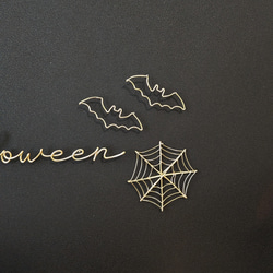 【ハロウィン飾りセット】くもの巣＆コウモリ (シャンパンゴールド)  /  ワイヤーアート ワイヤークラフト ハロウィン 4枚目の画像