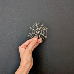 【ハロウィン飾りセット】くもの巣＆コウモリ (シャンパンゴールド)  /  ワイヤーアート ワイヤークラフト ハロウィン 8枚目の画像