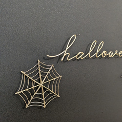 【ハロウィン飾りセット】くもの巣＆コウモリ (シャンパンゴールド)  /  ワイヤーアート ワイヤークラフト ハロウィン 5枚目の画像
