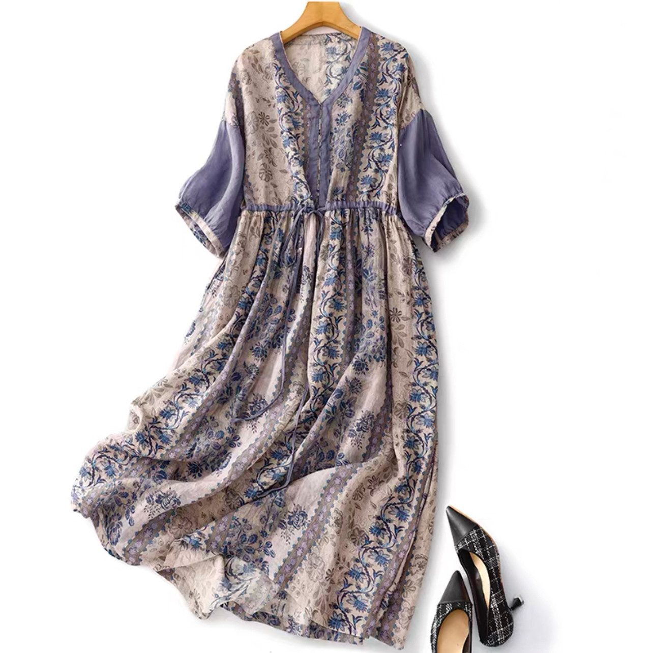 大人カジュアルワンピース、春、夏、秋のワンピース 、ロング丈スカート ﻿