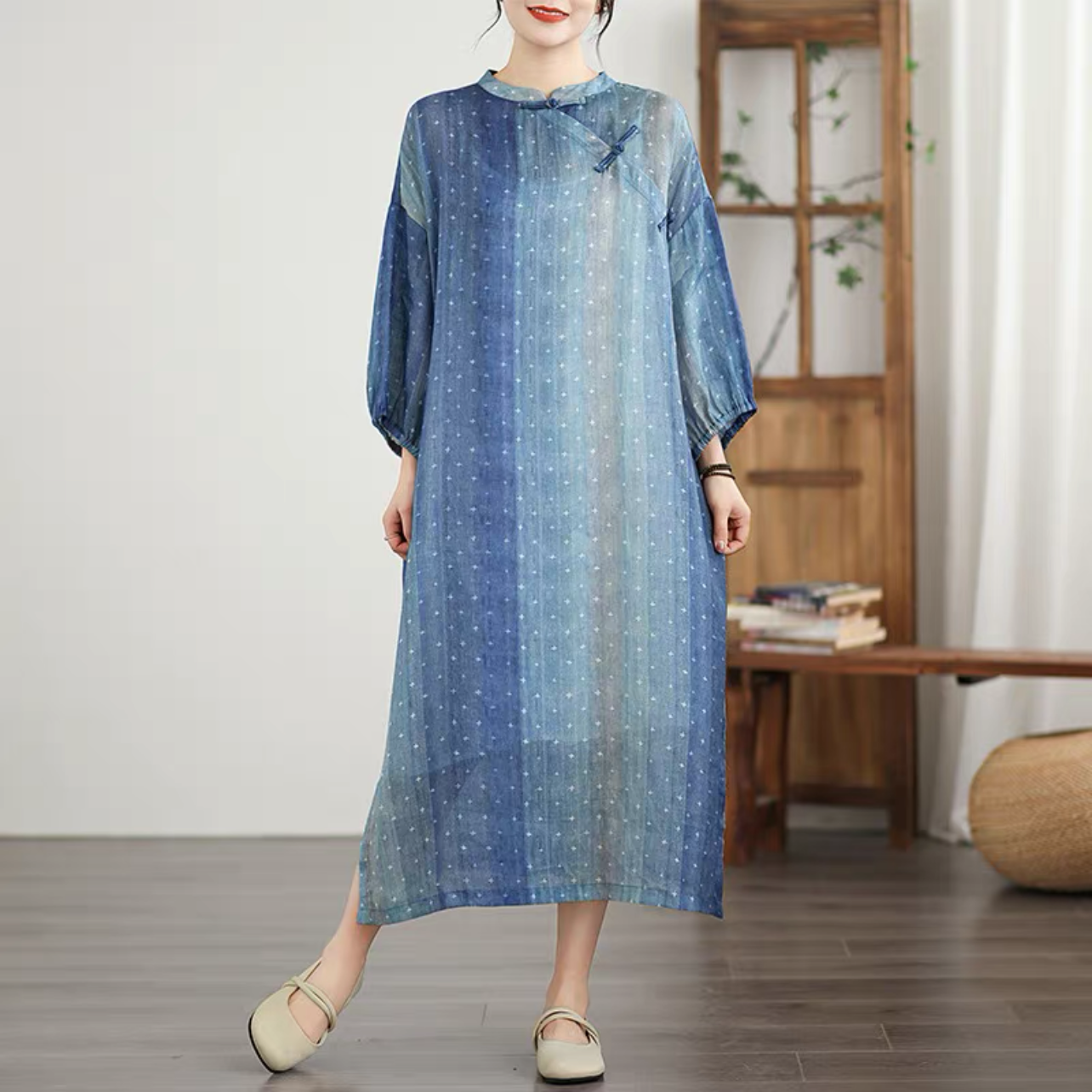 大人カジュアルワンピース、春夏秋のワンピース 、ロング丈スカート ﻿