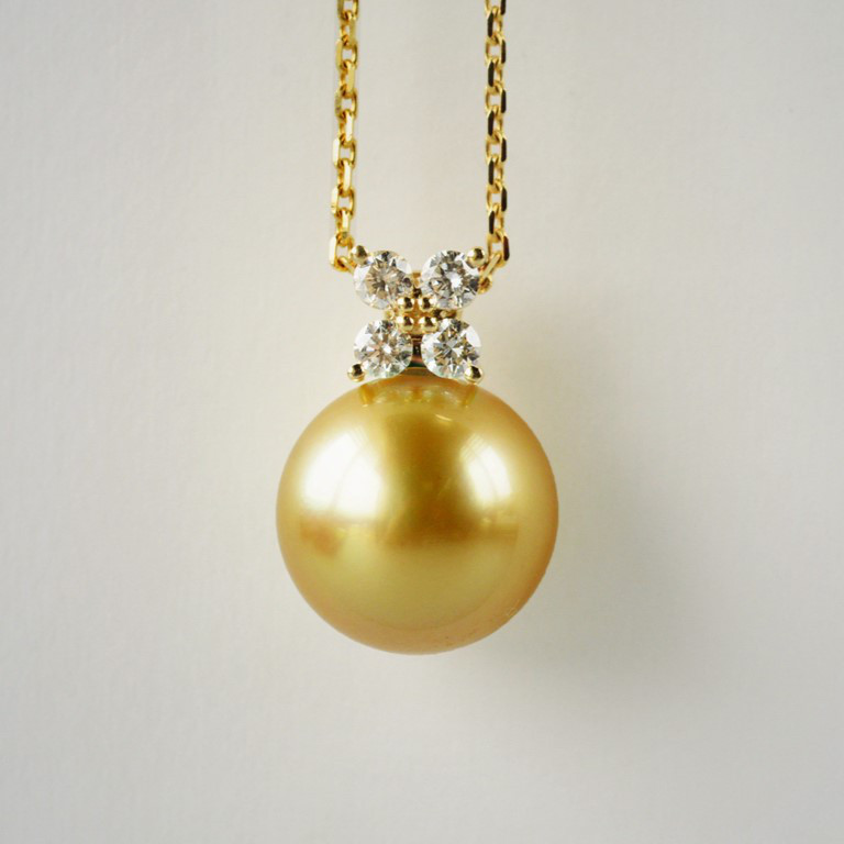 ルミナ 18Kゴールド ダイヤモンドペンダントネックレス 11-12mm 天然南洋真珠 ハイエンドデザイン エレガントで絶妙な万