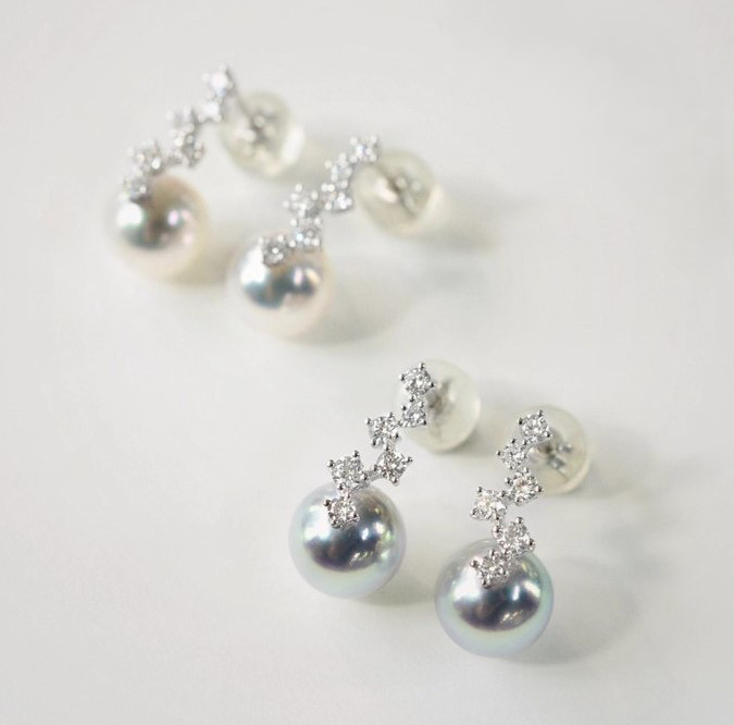 ルミナ PT900 プラチナ イヤリング 8-8.5mm アコヤ天然海水真珠イヤリング ダイヤモンド付き 優美でエレガントなスタ 36,335円