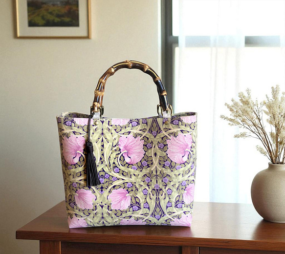 ◆新色◆ピンパネル柄バンブーバッグ＆ポーチのセット◆秋限定 13枚目の画像