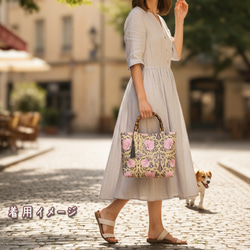 ◆新色◆ピンパネル柄バンブーバッグ＆ポーチのセット◆秋限定 15枚目の画像