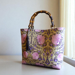 ◆新色◆ピンパネル柄バンブーバッグ＆ポーチのセット◆秋限定 3枚目の画像