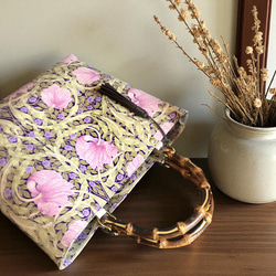 ◆新色◆ピンパネル柄バンブーバッグ＆ポーチのセット◆秋限定 2枚目の画像