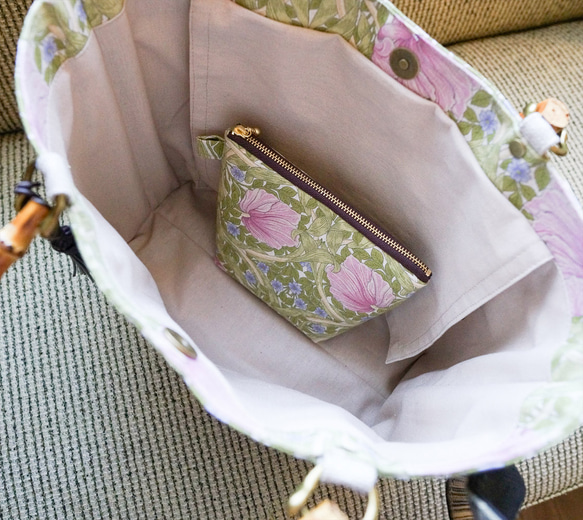 ◆新色◆ピンパネル柄バンブーバッグ＆ポーチのセット◆秋限定 7枚目の画像