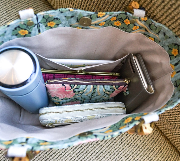 ◆新色◆ピンパネル柄バンブーバッグ＆ポーチのセット◆秋限定 8枚目の画像