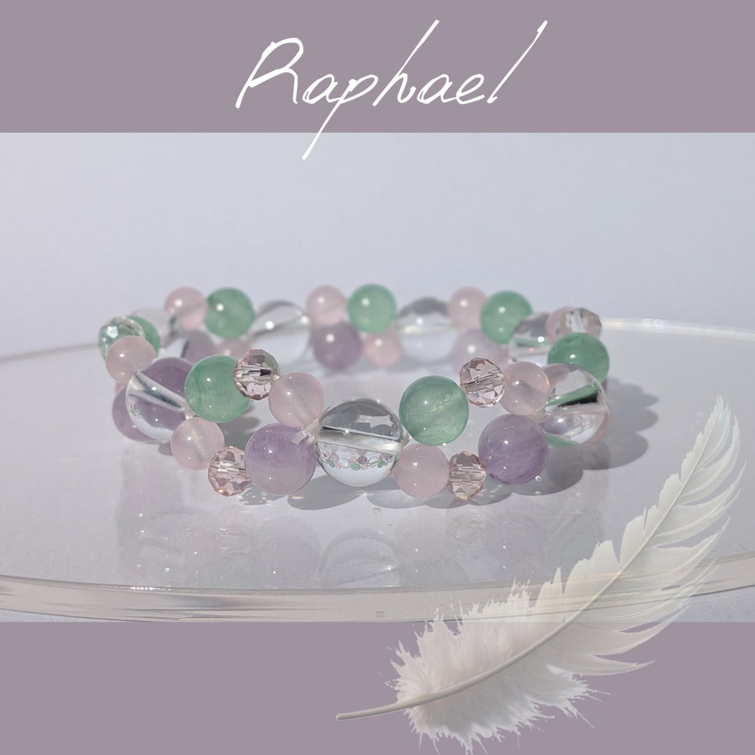 【3月の守護天使】大天使ラファエルのブレスレット /  天然石 / 春色 / ラベンダーアメジスト