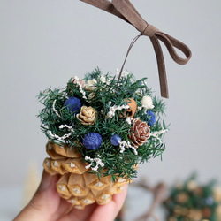 《数量限定》森のキラメキ松ぼっくりオーナメント （４色セット）プリザーブドフラワー 5枚目の画像