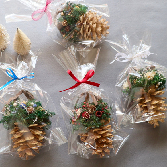 《数量限定》森のキラメキ松ぼっくりオーナメント （４色セット）プリザーブドフラワー 14枚目の画像
