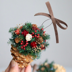 《数量限定》森のキラメキ松ぼっくりオーナメント （４色セット）プリザーブドフラワー 6枚目の画像